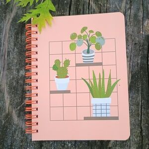 Small peach and green succulent notebook or journal, Task list notebook